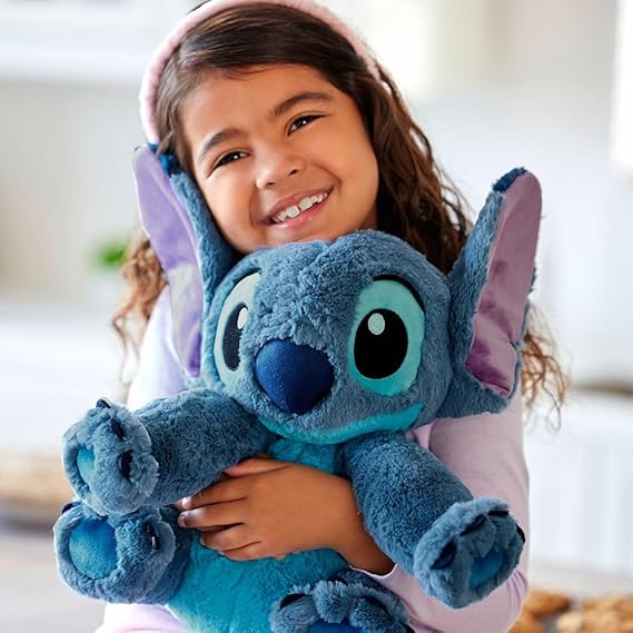 Official Stitch Medium Soft Toy for Kids, Cuddly Character with Fuzzy Texture and Embroidered Details, Flexible Floppy Ears, Plushy Suitable for All Ages.