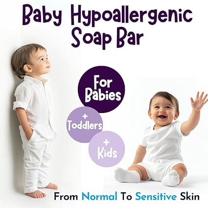 Baby Wash & Shampoo Soap Bars – Organic, Hypoallergenic, Lavender & Oatmeal, Plastic-Free, Vegan, 3 Bars
