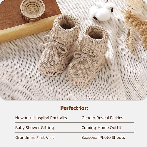 Baby Booties Newborn First Walkers, Cozy Shoes, Warm Knit Soft Booties for Toddler Infant Boy Girl