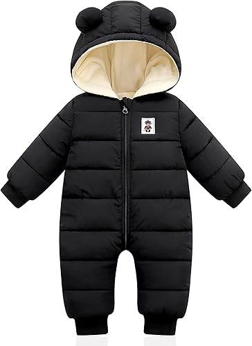 Baby Clothes Cute Infant Toddler Snowsuit, Warm Newborn Boy Girl Winter Coats, Hooded Zip Jumpsuit